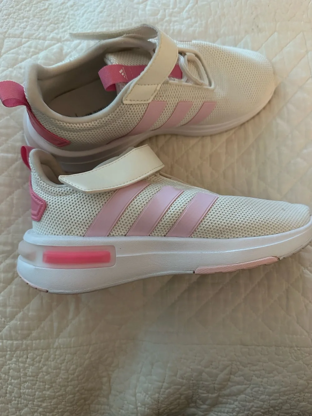 adidas Kids Mesh Sneakers in Cream & Pink